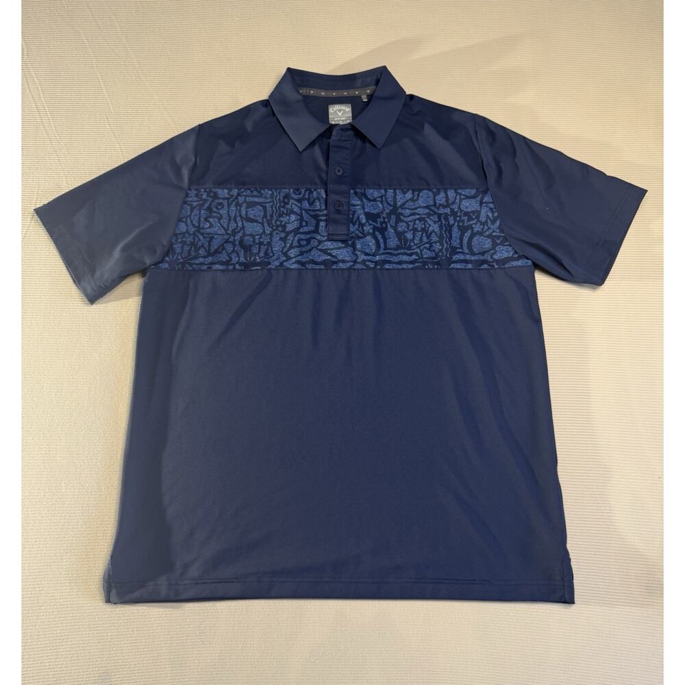 Callaway Opti-Dri Golf Polo Shirt Men’s M Blue Abstract Panel Performance